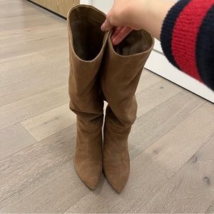 Sam Edelman Slouchy Knee Length Boots in Tan/Camel Suede - Size 6.5
